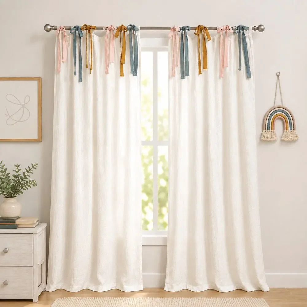 Crate & Kids Organic Muslin Curtain Panels 44x63 Set of 2 Boho Nursery